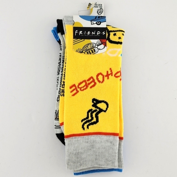 FRIENDS The TV Series Central Perk Men 3 Pack Crew Socks Multi-Color Size 8-12 - Picture 2 of 15